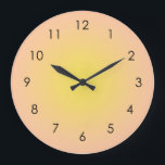 Grande Horloge Ronde Ombre de dégradé jaune de la plage de soleil<br><div class="desc">Belle aquarelle numérique Peach dégradé jaune ombre design. Cadeaux d'été rayonnants.</div>