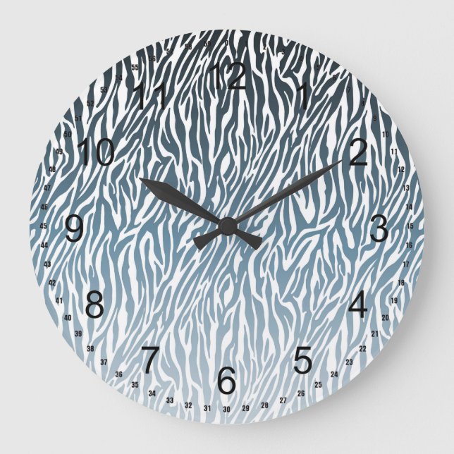 Grande Horloge Ronde Ombre d'impression Wild Blue Zebra (Recto)
