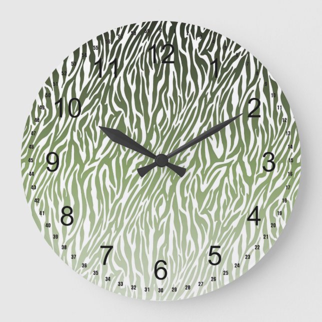 Grande Horloge Ronde Ombre d'impression Wild Green Zebra (Recto)