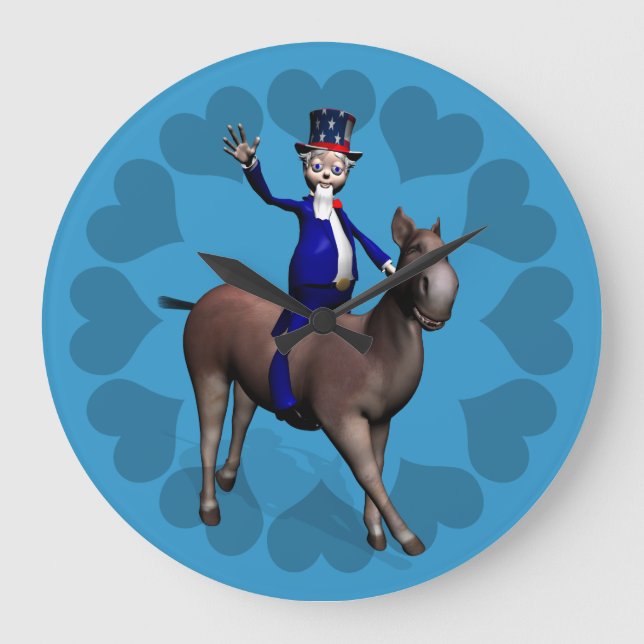 Grande Horloge Ronde Oncle Sam Riding On Donkey (Recto)