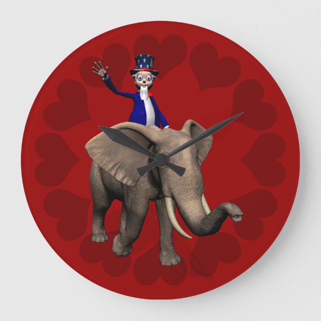 Grande Horloge Ronde Oncle Sam Riding On Elephant (Recto)