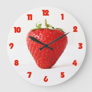 Grande Horloge Ronde One Red Strawberry Fat Red Numbers wccn Large Cloc