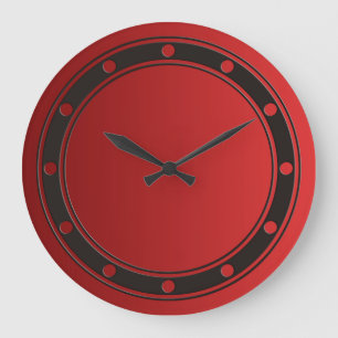 Grande Horloge Ronde ONLY COLOR gradients fire red - rings & dots black