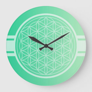 Grande Horloge Ronde ONLY COLOR gradients ocean green - Flower of life