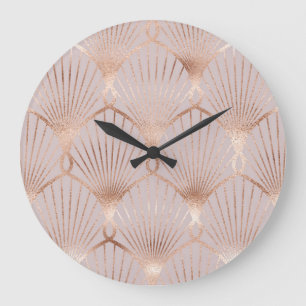 Grande Horloge Ronde Or Art Nouveau : Feuille transparente