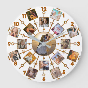 Grande Horloge Ronde Or assez blanc d'images du collage 17 de photo de
