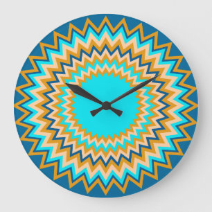 Grande Horloge Ronde Or de turquoise de fête