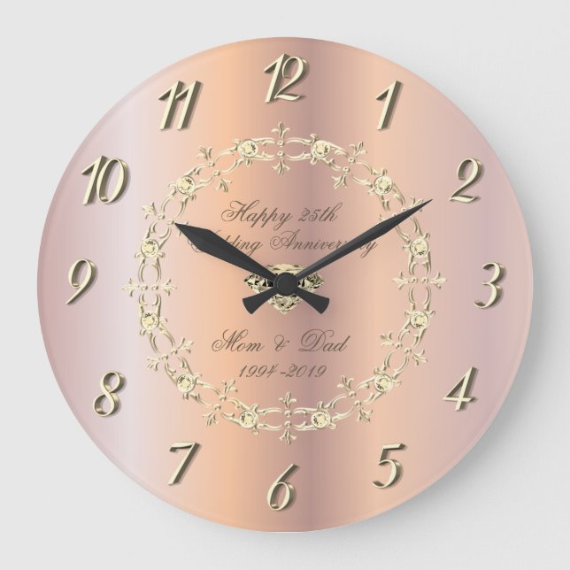 Grande Horloge Ronde Or Diamants Rose Gold 25e Anniversaire de Mariage (Recto)