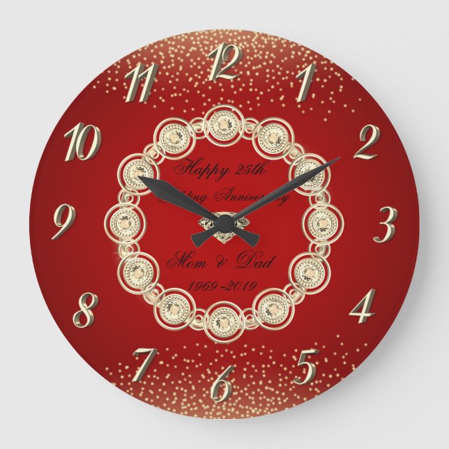 Grande Horloge Ronde Or Diamants Rouge Or 50 Mariage Anniversaire (Recto)