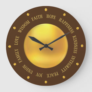 Grande Horloge Ronde Or élégant et Good Vibes Brown