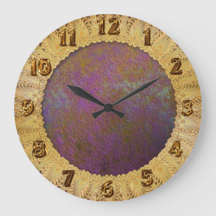 Grande Horloge Ronde Or et conception d'abrégé sur pourpre