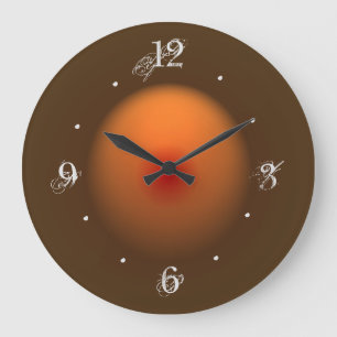 Grande Horloge Ronde Orange brûlée/horloge murale de conception