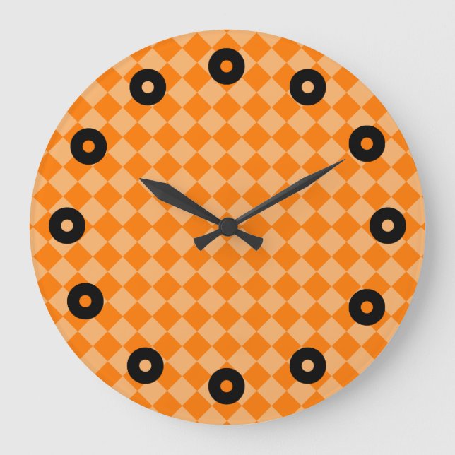 Grande Horloge Ronde Orange Combination Diamond Motif par STaylor (Recto)