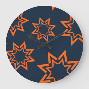 Grande Horloge Ronde Orange, cool, tendance, joueuse motif en forme d'é