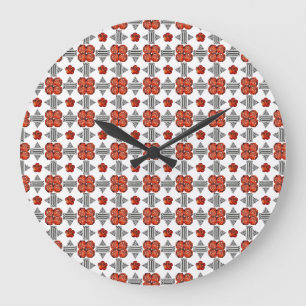 Grande Horloge Ronde Orange Diamant Gemstone Art, Orange