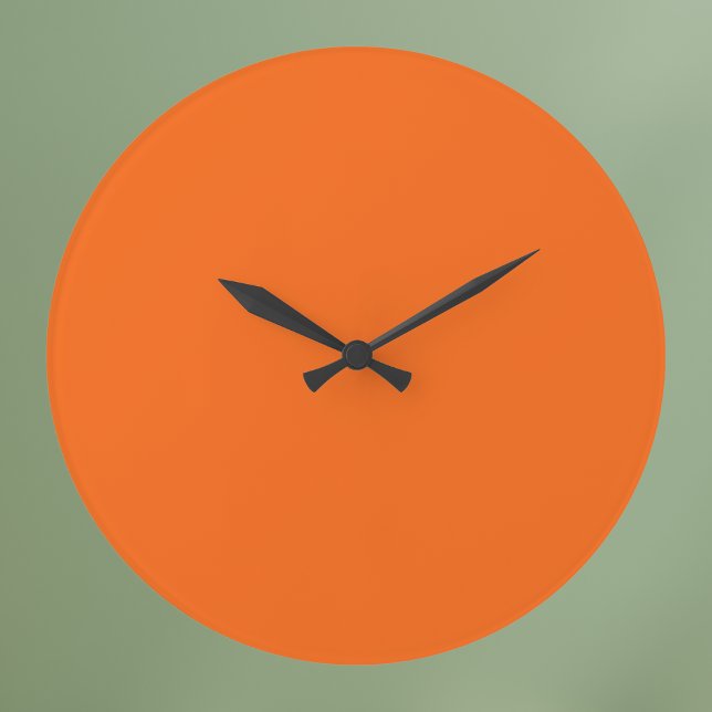 Grande Horloge Ronde Orange Tiger Solid Color (Créateur téléchargé)