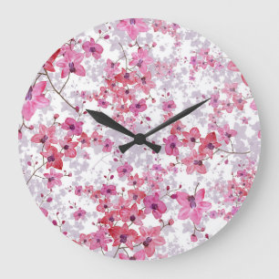 Grande Horloge Ronde Orchidée : beauté rouge singulière.