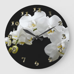 Grande Horloge Ronde Orchidée blanche en fleurs