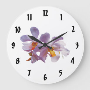 Grande Horloge Ronde Orchidées roses délicates