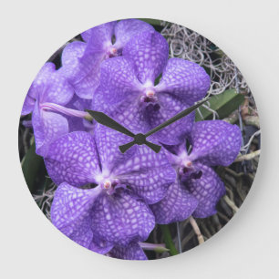 Grande Horloge Ronde Orchids bleu hawaïen