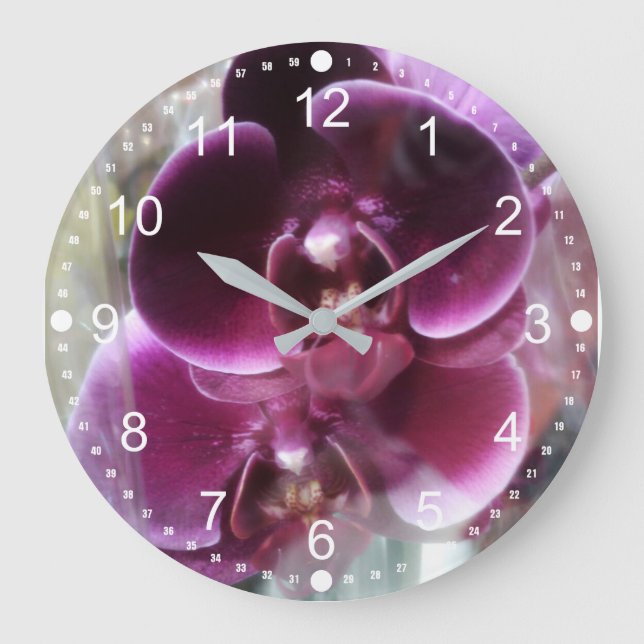 Grande Horloge Ronde Orchids de Dark Purple (Recto)