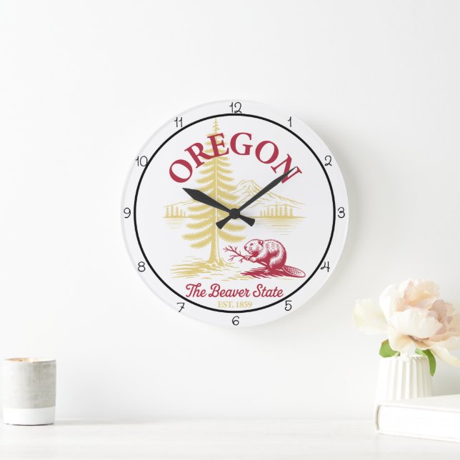Grande Horloge Ronde Oregon Beaver State Nature (Maison)