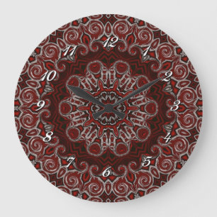Grande Horloge Ronde Ornate de Bohemian Mandala Wall Clock