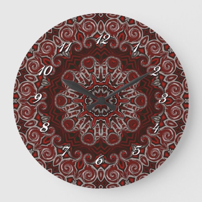 Grande Horloge Ronde Ornate de Bohemian Mandala Wall Clock (Recto)