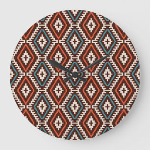 Grande Horloge Ronde Ornement ethnique bohème à la mode sans fil