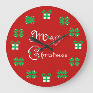 Grande Horloge Ronde Ornements de Norvégien de Joyeux Noël