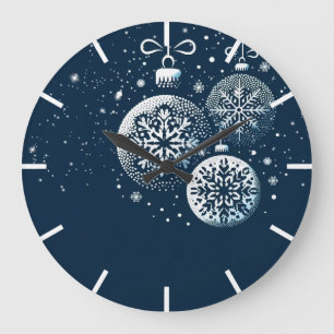 Grande Horloge Ronde Ornements flocon de neige Joyeux Noël