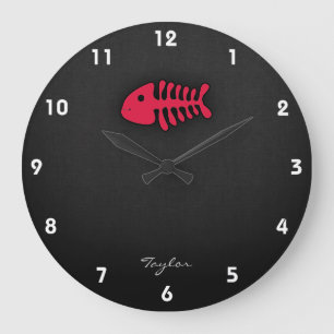 Grande Horloge Ronde Os de poisson rouge Crimson