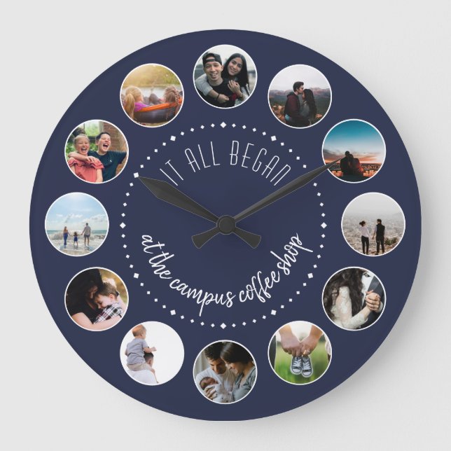 Grande Horloge Ronde Où tout a commencé l'amour Histoire Photo Collage (Recto)