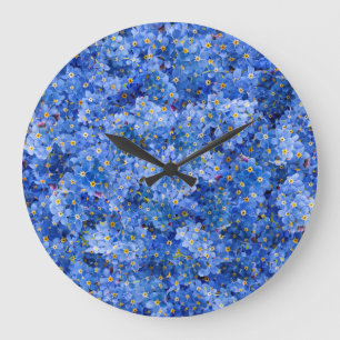 Grande Horloge Ronde Oublie-moi pas Motif de fleurs