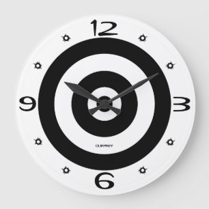 Grande Horloge Ronde Ourprey Home Room Wall Target Bullet Hotels B&W