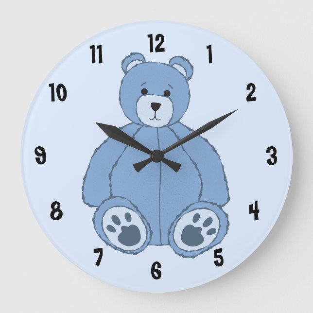 Grande Horloge Ronde Ours bleu Teddy (Recto)