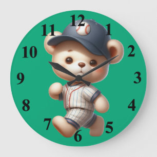 Grande Horloge Ronde Ours de baseball 1