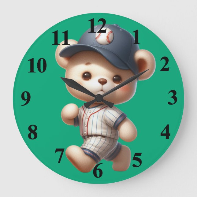 Grande Horloge Ronde Ours de baseball 1 (Recto)