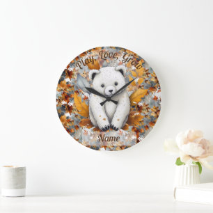 Grande Horloge Ronde Ours de bébé d'automne