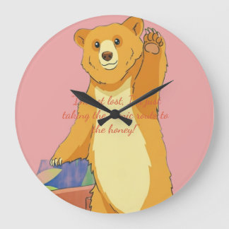 Grande Horloge Ronde Ours de dessin animé agitant la main de manière am