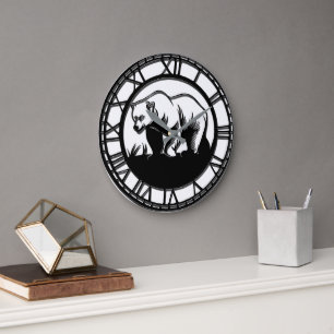 Grande Horloge Ronde Ours de faune