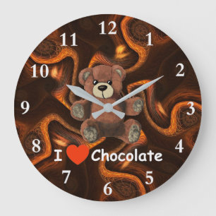 Grande Horloge Ronde Ours de nounours mignon de chocolat de coeur d'I