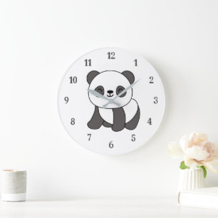 Grande Horloge Ronde Ours de panda animal mignon