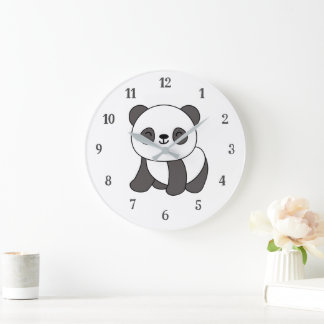 Grande Horloge Ronde Ours de panda animal mignon