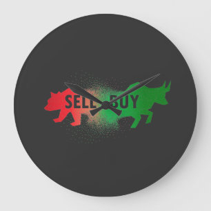 Grande Horloge Ronde Ours et taureaux