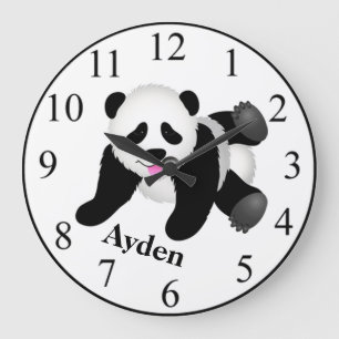 Grande Horloge Ronde Ours Panda