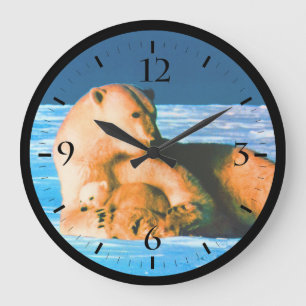 Grande Horloge Ronde Ours polaire mère vintage USA Alaska