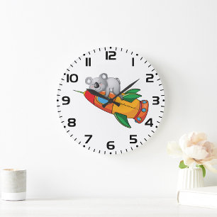 Grande Horloge Ronde Ours Sur Une Roquette