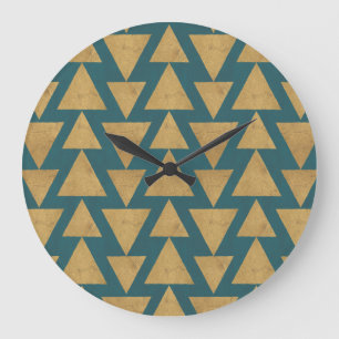 Grande Horloge Ronde Outdoor   Gold & Dark Teal Pattern