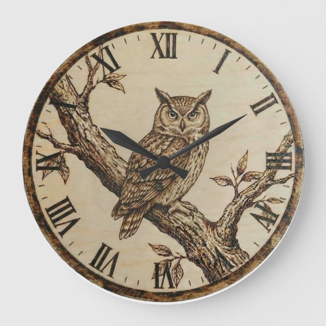 Grande Horloge Ronde Owl Wall Clock (Recto)